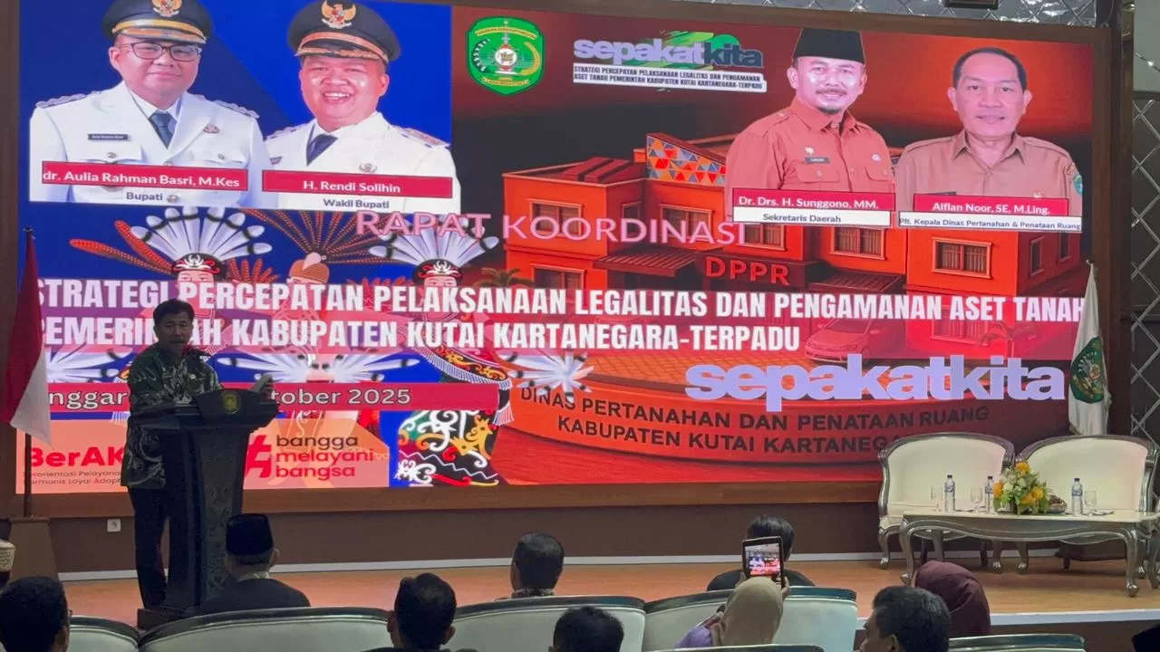 Rapat koordinasi persiapan percepatan pelaksanaan sertifikasi tanah aset dan pengamanan lapangan Pemkab Kukar (Elmo/Prokal.co)  