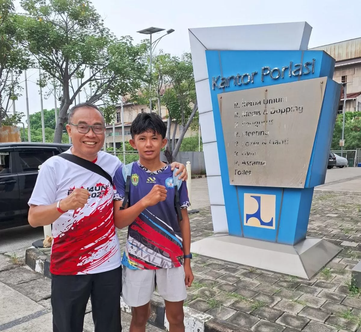 Sekretaris Umum Porlasi Kaltim, Achmad Daud saat bertemu Muhammad Adhit.(Ho/KONI Kaltim)