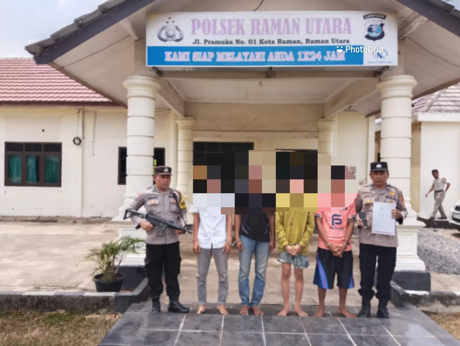 TG (25), KK (22), AT (29), dan AR (40), para pelaku penipuan di Lampung Timur. (Polda Lampung)