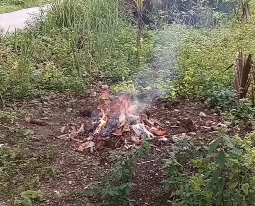 Contoh bakar sampah sembarangan. (Instagram / @rumah_uniang23)