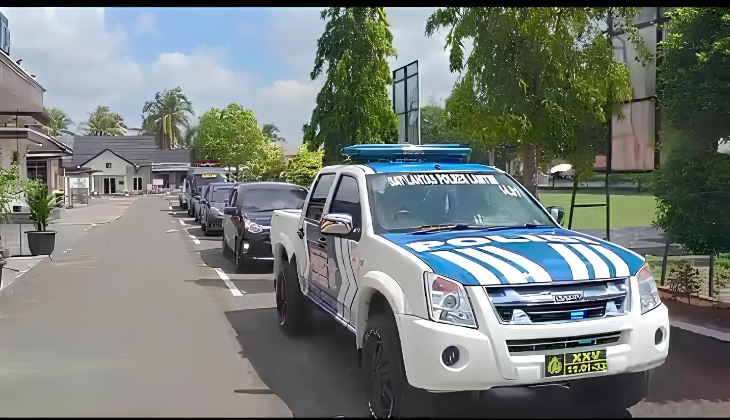 Para mobil pengawalan Capres dan Cawapres di Lampung Timur. (Humas Polres Lampung Timur)