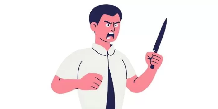 Ilustrasi seorang pria yang hendak menusuk dengan pisau (Canva / AI Ilustration)