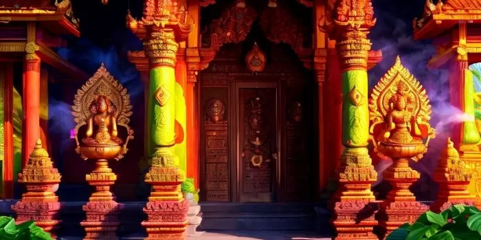 Ilustrasi sebuah Pura Hindu yang indah dan megah. (Deep Dream Generator / AI Generated)