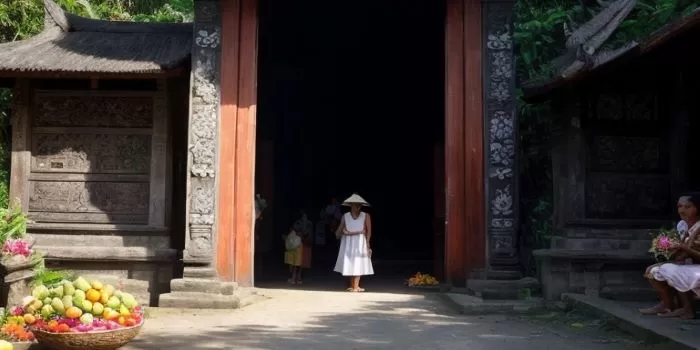 Ilustrasi kegiatan adat di Bali. (Deep Dream Generator / AI Generated)