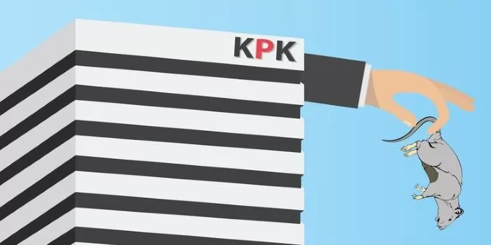 Ilustrasi KPK yang menangkap koruptor yang diibaratkan seperti tikus. (Pinterest / Farhan Adli)