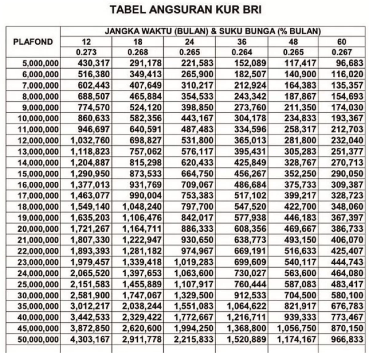 Tabel Pinjaman Bri Non Kur Plafon Hingga Juta Porn Sex Picture