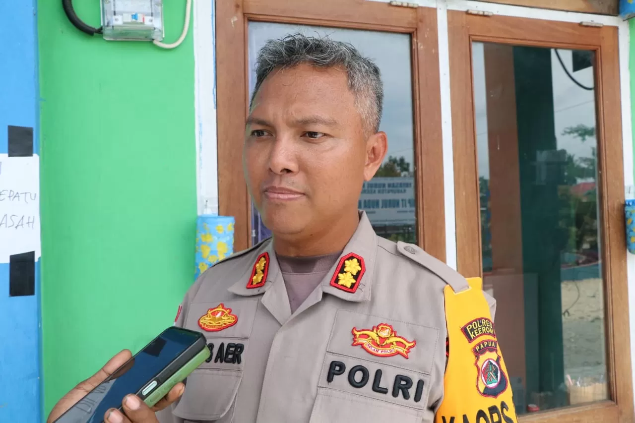 Kapolres Keerom, AKBP Christian Aer saat ditemui Ceposonline.com di Arso, Kamis (08/02/2024).  (Ceposonline.com/MUSTAKIM ALI)