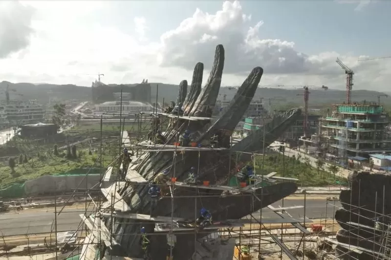 Suasana pembangunan konstruksi Ibu Kota Nusantara (IKN), Penajam Paser Utara, Kalimantan Timur, Rabu (31/7/2024). ( ANTARA/HO-PUPR)