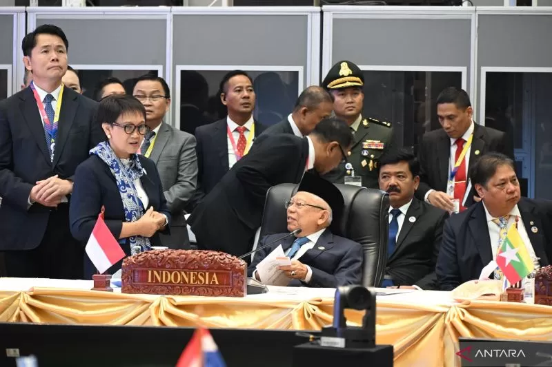 Wakil Presiden Ma&rsquo;ruf Amin saat menghadiri KTT ASEAN di Laos, Kamis (10/10/2024). ANTARA/HO-BPMI Setwapres  &nbsp; 