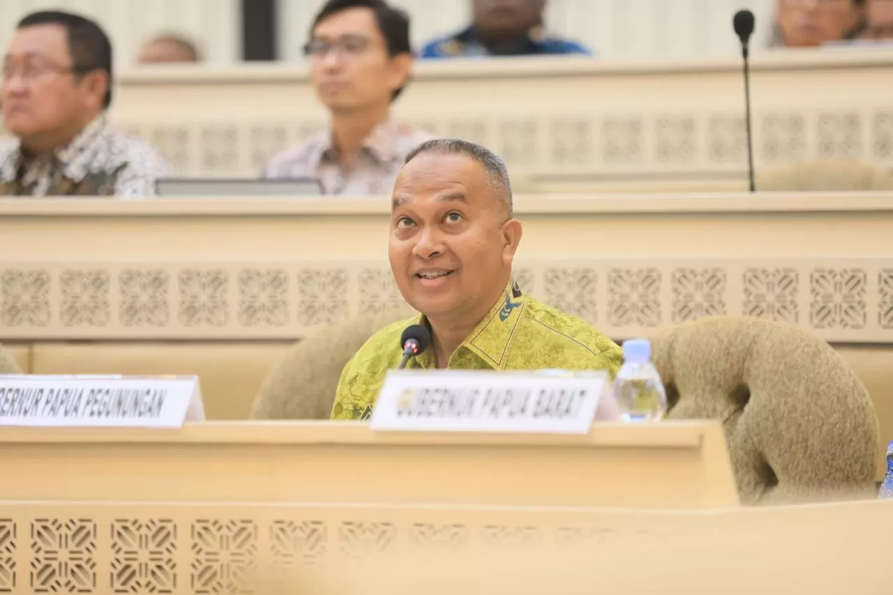 Penjabat Gubernur Papua Pegunungan Velix Vernando Wanggai saat mengikuti Rapat Kerja dengan Komisi II DPR RI Di Jakarta Kamis (13/3/2025) kemarin. (Ceposonline.com/dok.Velix Wanggai)