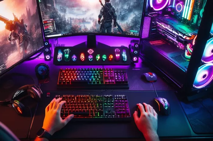 Ilustrasi Set PC Gaming  (Ilustrasi Set PC Gaming )