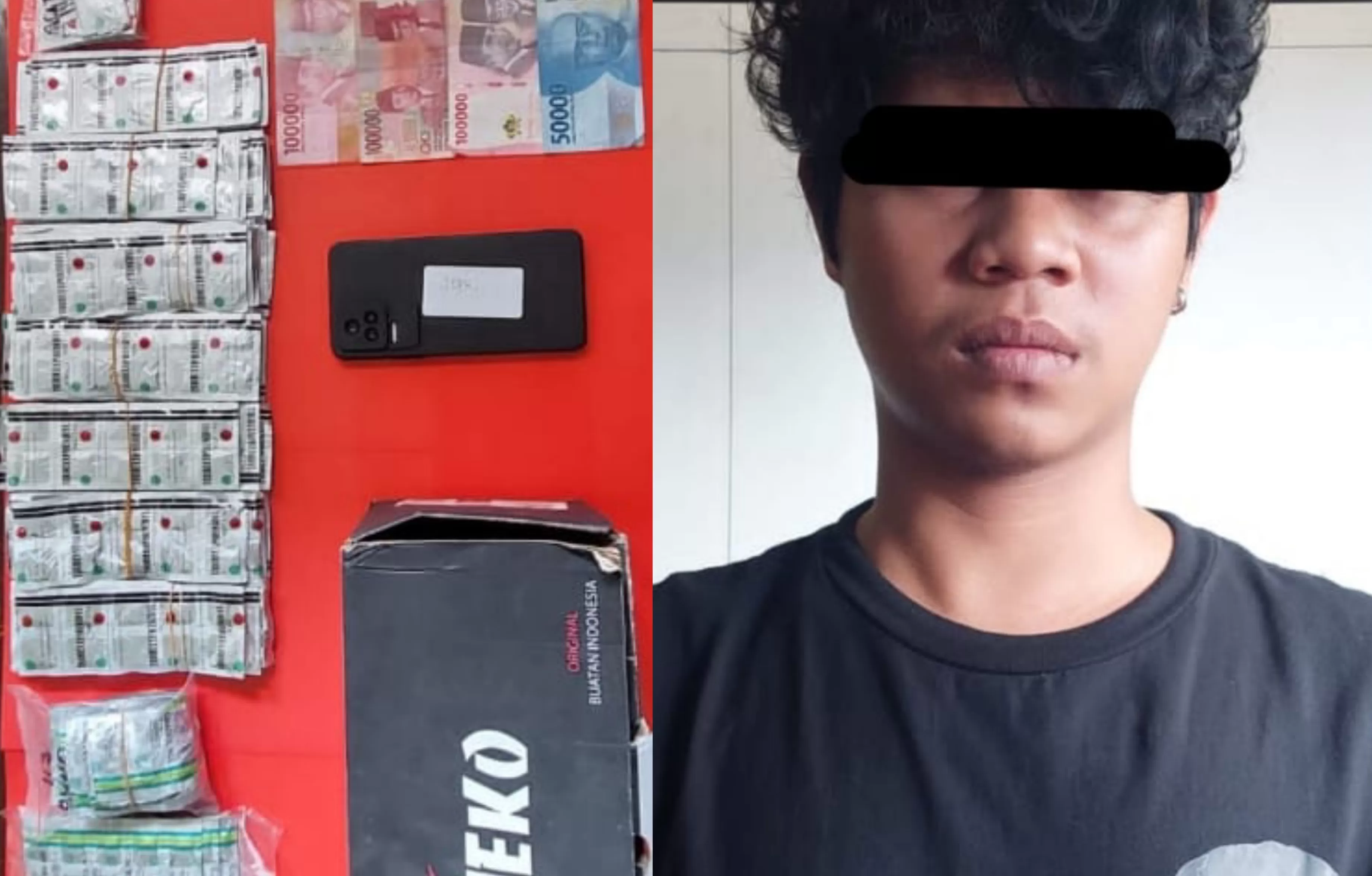 Pelaku dan barang bukti peredaran obat terlarang di Madiun (TatarMedia.ID - Humas)