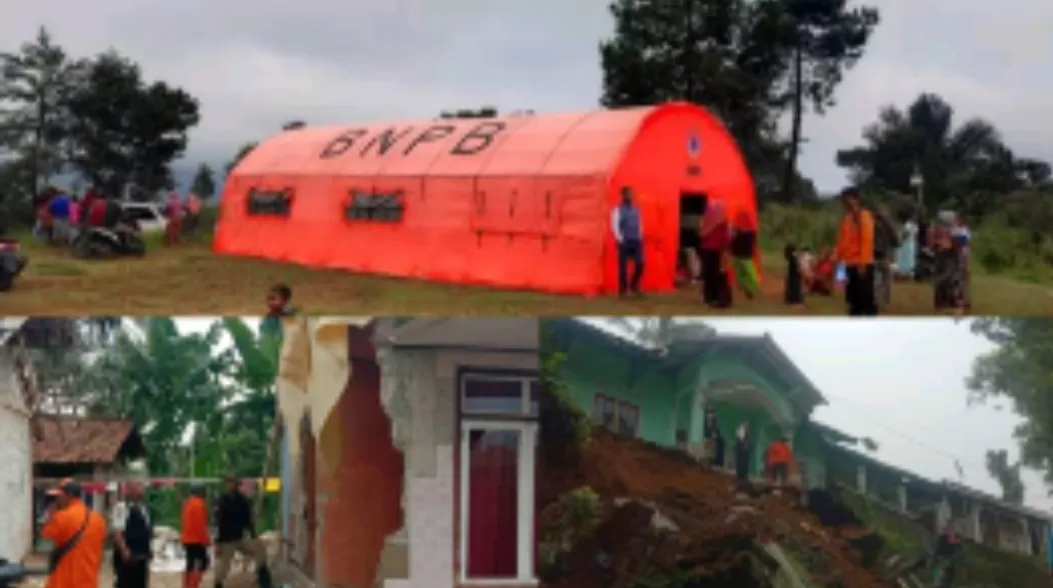 Update terkini pasca gempa yang merusak puluhan rumah di Sukabumi dan Bogor (TatarMedia.ID - Kolase BNPB)