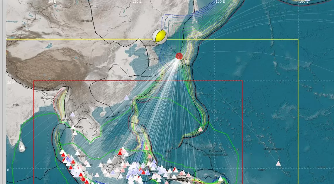 Peta Dampak Gempa di Jepang Terhadap Indonesia (BMKG - Daryono)