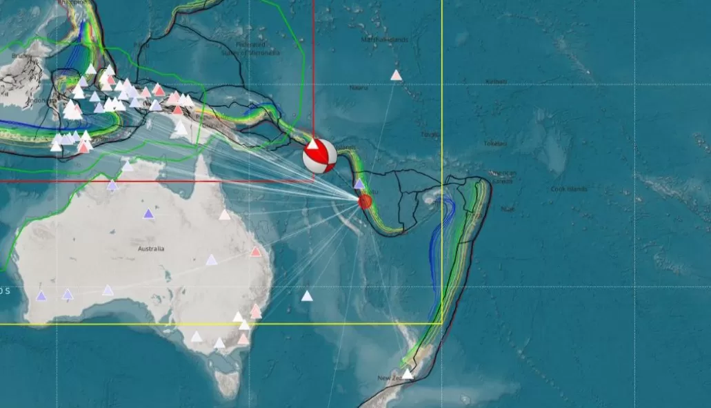 Foto Episenter Gempa berkekuatan M6,5  di Kepulauan Vanuatu  (BMKG )