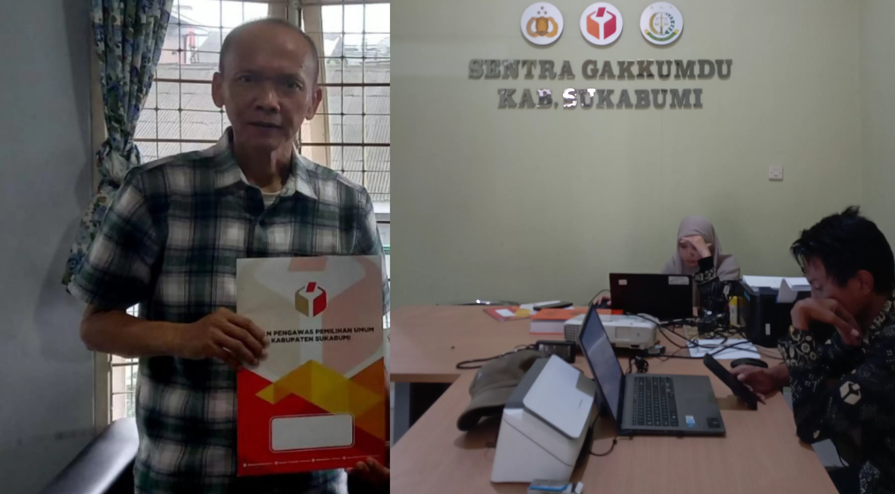 Agus Firmansyah Sekretaris DPC Gerindra Kabupaten Sukabumi dipanggil Gakkumdu dalam tahapan Klarifikasi sebagai Pelapor dalam kasus dugaan penggelembungan suara di Pemilu 2024  (TatarMedia.ID - Rapik Utama)