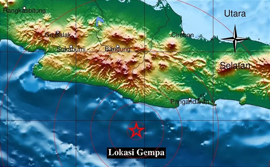 Gempa Terkini titik pusat wilayah Kabupaten Pangandaran  (TatarMedia.ID - Rudi Imelda )