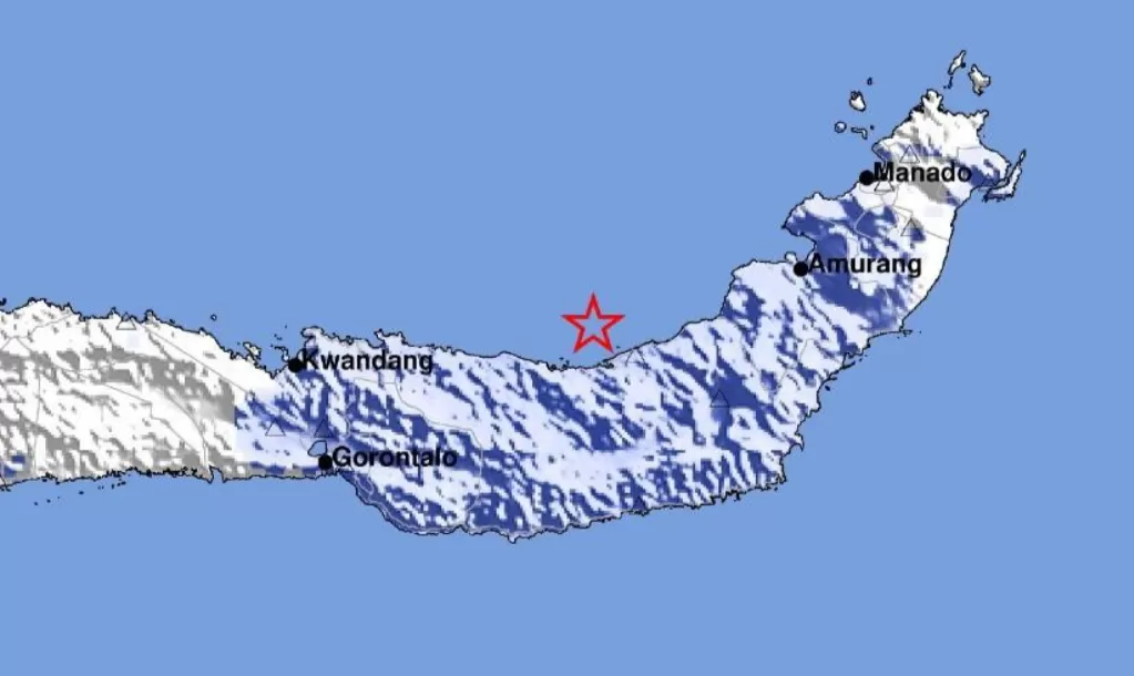 Pusat Gempa di laut wilayah Bolaang Mongondow  (BMKG )