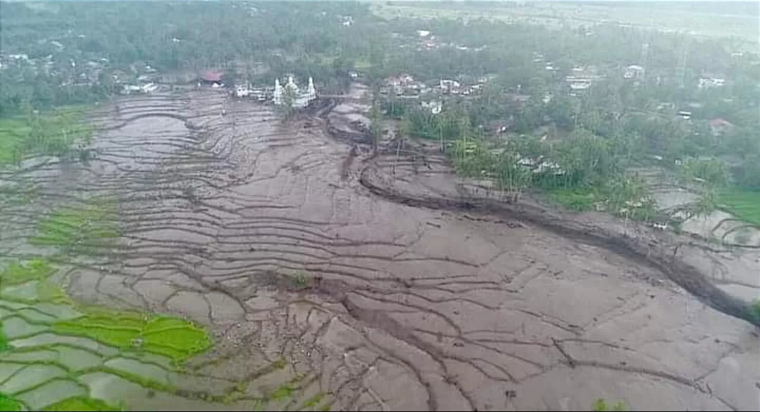 Visual udara wilayah terdampak banjir lahar dingin di wilayah Provinsi Sumatera Barat BNPB dan BMKG rekomendasikan pembangunan Sabo Dam (Dok : BNPB)