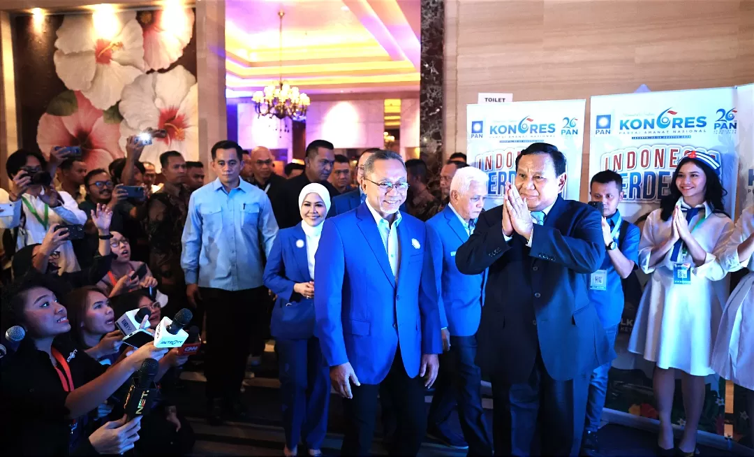 Prabowo Subianto hadiri Penutupan Kongres ke-6 Partai Amanat Nasional (PAN) di Jakarta (Promedia )