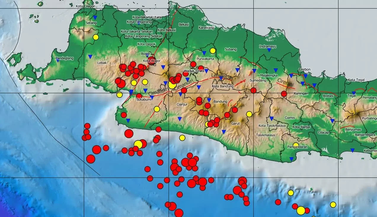 127 Kali Kejadian Gempa di Jawa Barat Sepanjang April 2025 (BMKG)