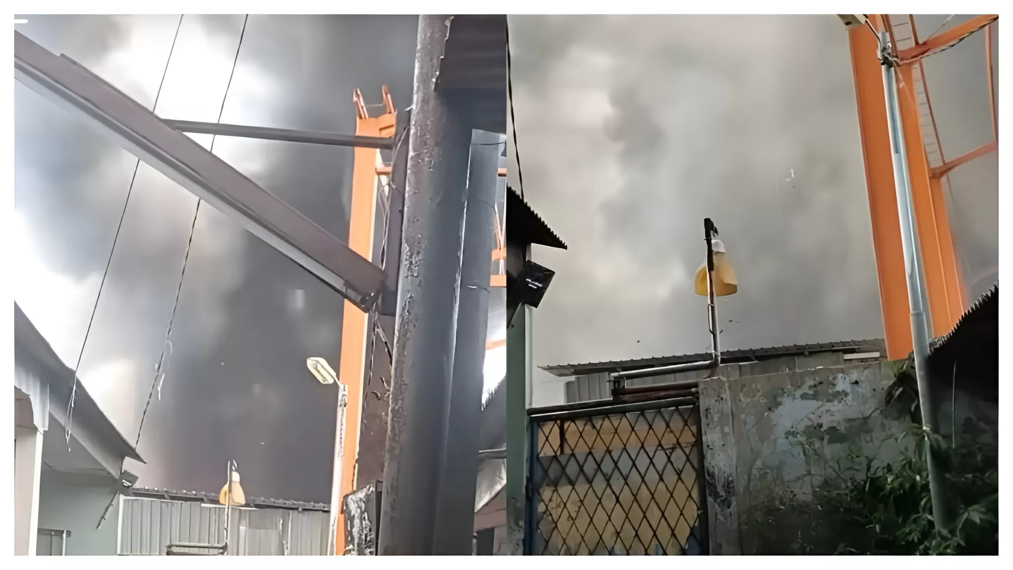 Kepanikan saat lapak barang bekas dan gudang ban terbakar di Cibodas. (Instagram/erviayuniati)