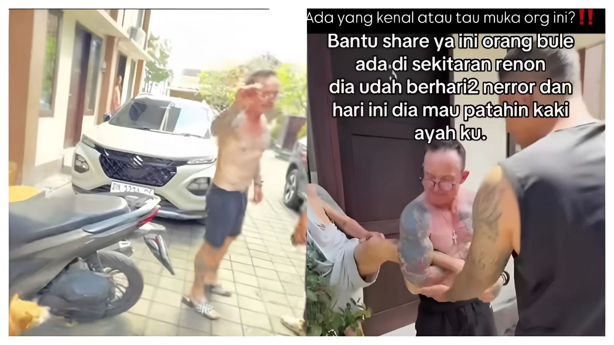 Viral pria WNA di Bali disebut telah melakukan pengancaman kepada warga di Renon, Denpasar Selatan. (Instagram/shanoncsntikaa)
