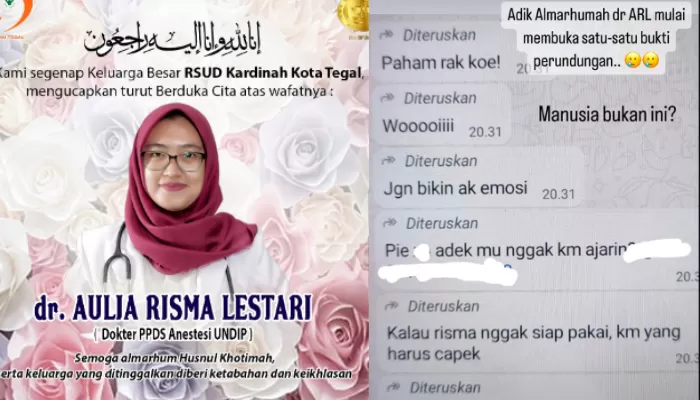 Isi HP dokter muda Aulia Risma Lestari dibongkar sang adik. (Kolase X - Instagram @drningz)