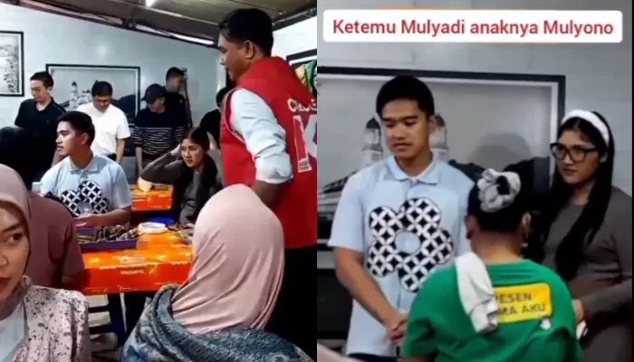 Viral momen Kaesang Pangarep dan Erina Gudono masuk ke dalam sebuah warung sederhana setelah unggahan jendela pesawat yang bikin geger. (X @MayaA62580468)