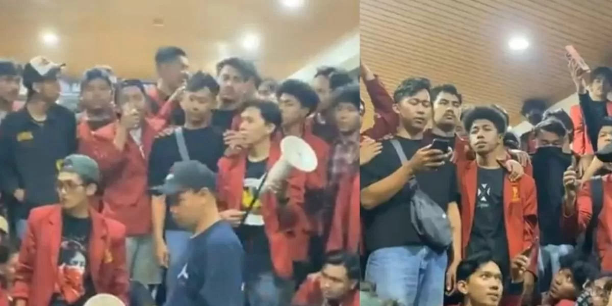 Momen mahasiswa UMY amankan pria diduga intel yang masuk ke area kampus. (Instagramumy_bergerak)