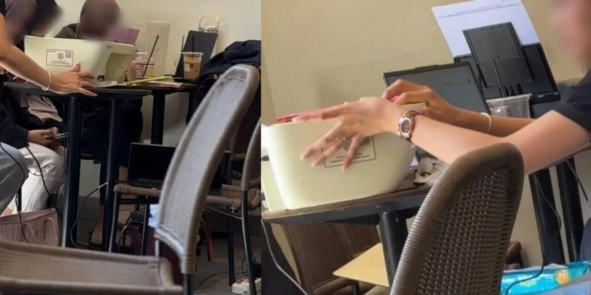 Viral sekelompok mahasiswa mengerjakan tugas di kafe dengan membawa printer.  (Threads/aall.ffi)