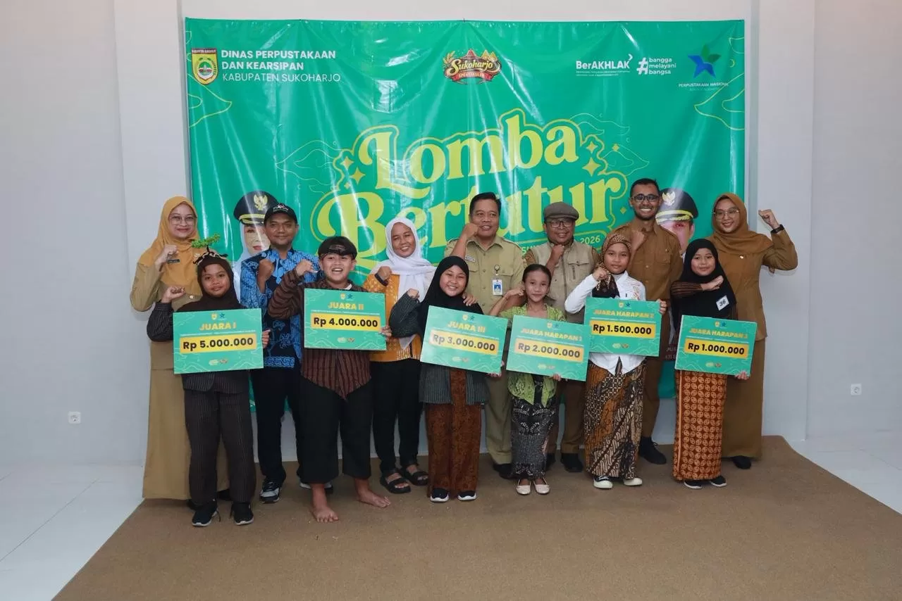 Kasalya Putri Kinaryosih Raih Juara Lomba Bertutur SD/MI Sukoharjo 2026. (kliksolonews/dok Pemkab Sukoharjo)