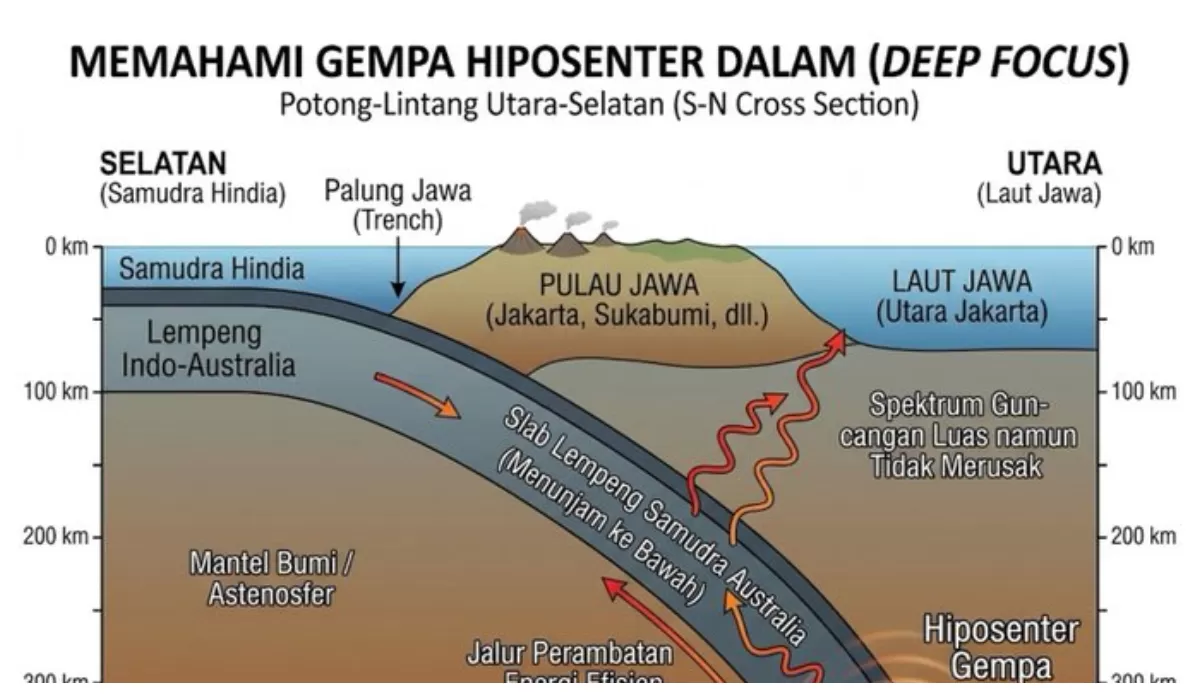Gempa bumi yang mengguncang wilayah sekitar Laut Jawa pada Sabtu (12/9) pukul 04.23 WIB disebut sebagai gempa dalam atau deep focus earthquake. (Dokumen Pribadi Daryono)