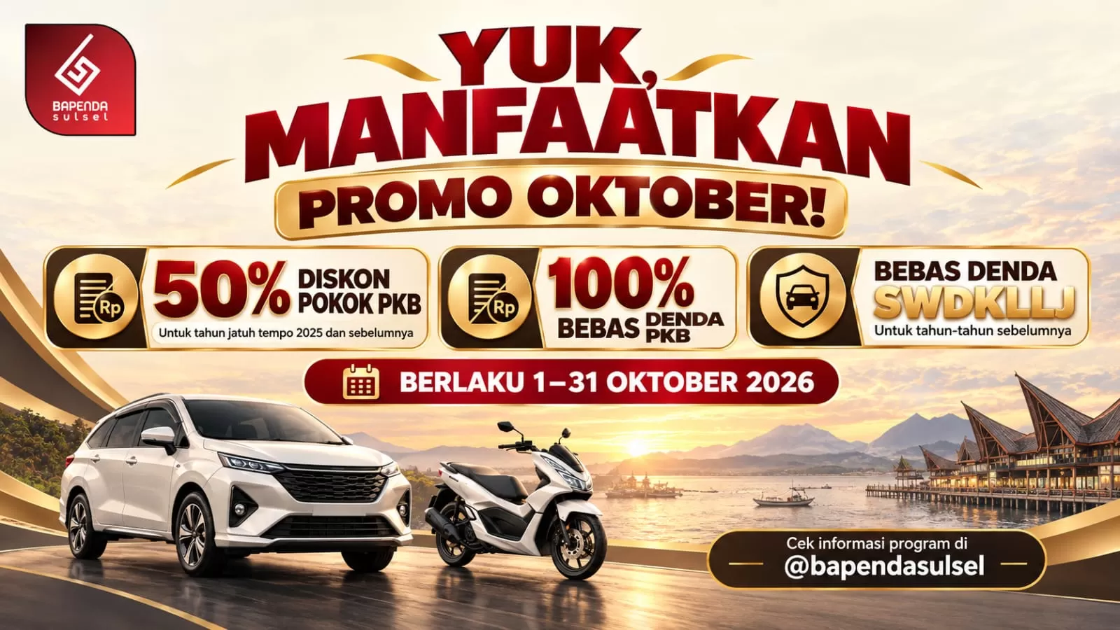 Brosur Promo Diskon & Bebas Denda Bapenda Sulsel