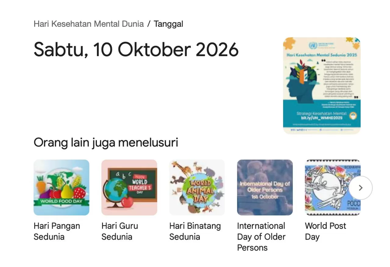Foto Ilustrasi: Screenshot perayaan hari kesehatan mental sedunia sebagai bagian penting dari kesejahteraan dan kualitas hidup seseorang