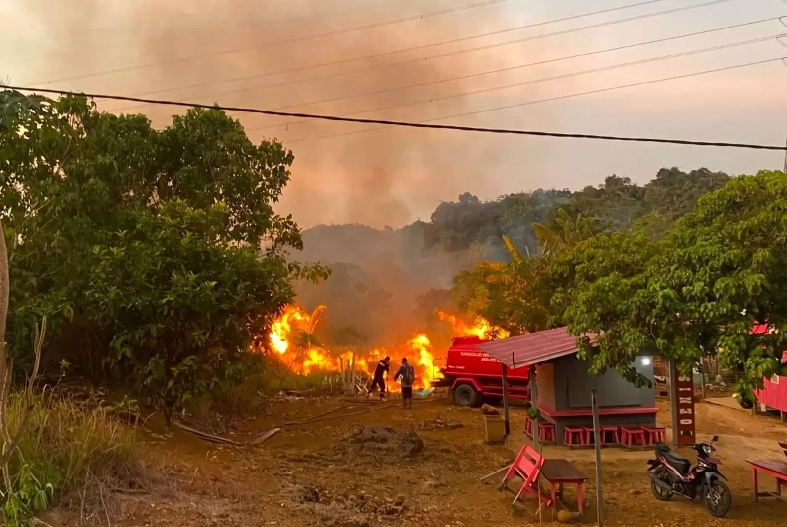 Petugas berupaya memadamkan titik api karhutla di Kabupaten Berau, Kalimantan Timur. (Foto: Samarinda Pos)