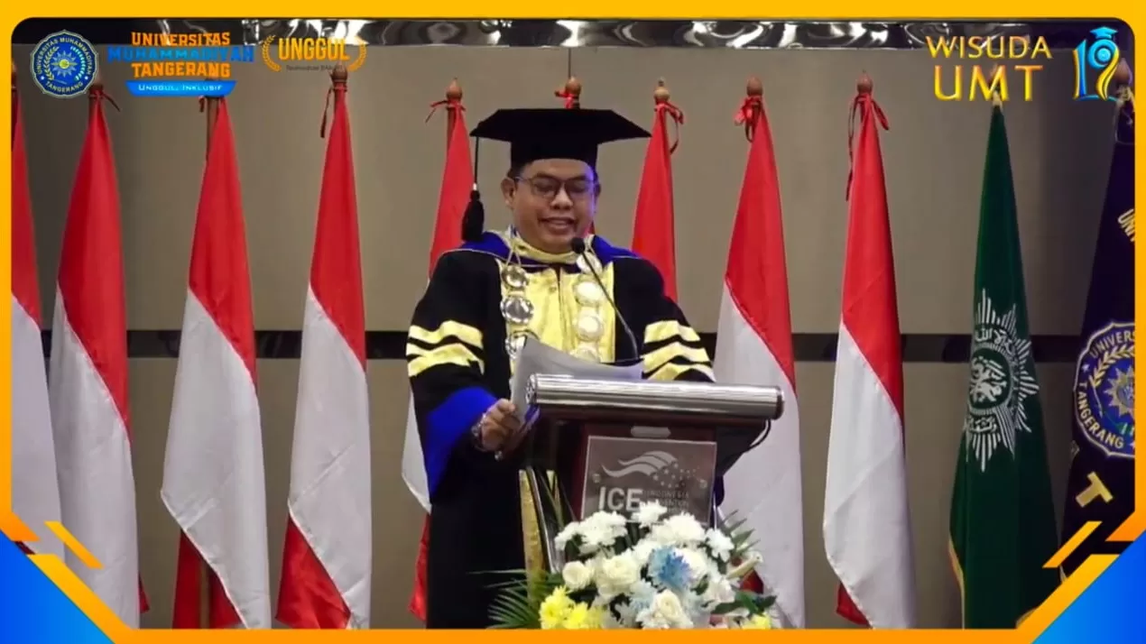 Rektor Universitas Muhammadiyah Tangerang (UMT), Warsito, saat memberikan sambutan. (dok. Youtube UMT)