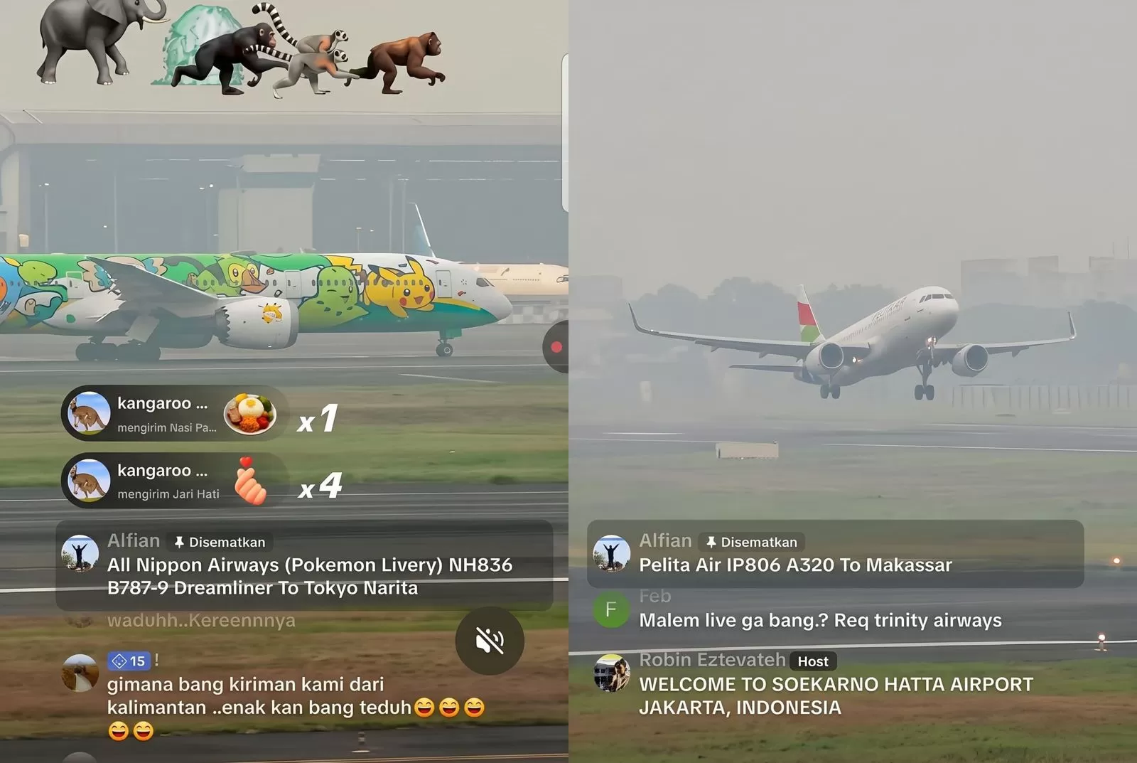 Unggahan Threads memperlihatkan kondisi Bandara Soekarno-Hatta yang disebut tertutup kabut asap pada pagi hari. (Foto: Threads/@defiaz)