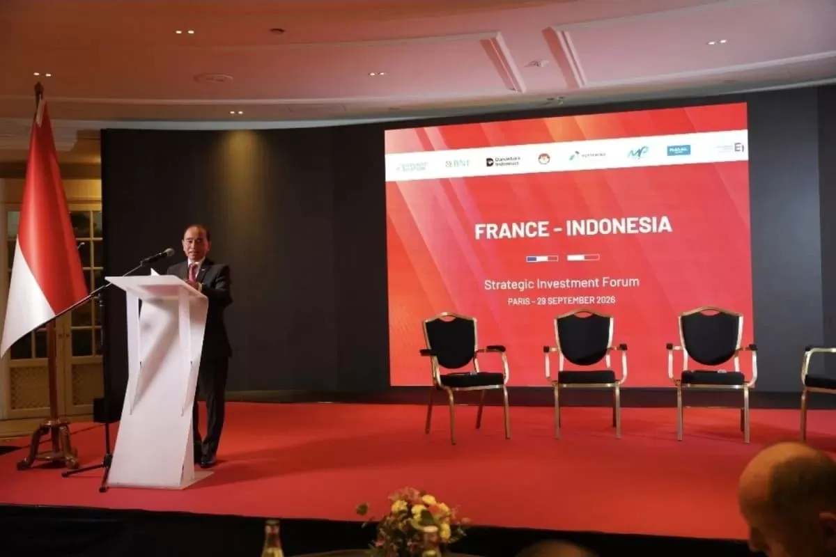 uta Besar RI untuk Prancis, Mohamad Oemar dalam Indonesia - France Strategic Investment Forum 2026 di Paris, pada 29 September 2026. (ANTARA/HO-KBRI Paris)&nbsp;