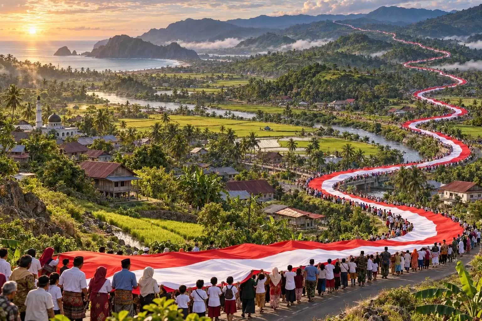 Foto Ilustrasi, Pemkab Nagan Raya, Aceh akan menggelar pembentangan bendera sepanjang  24 kilometer dalam rangka peringatan hari pahlawan 10 November 2026.