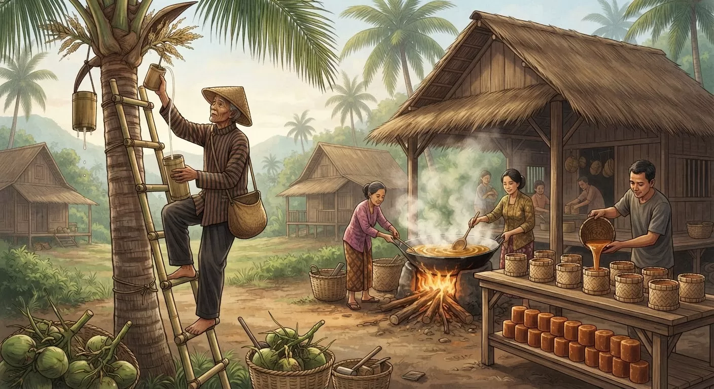 Ilustrasi penderes kelapa