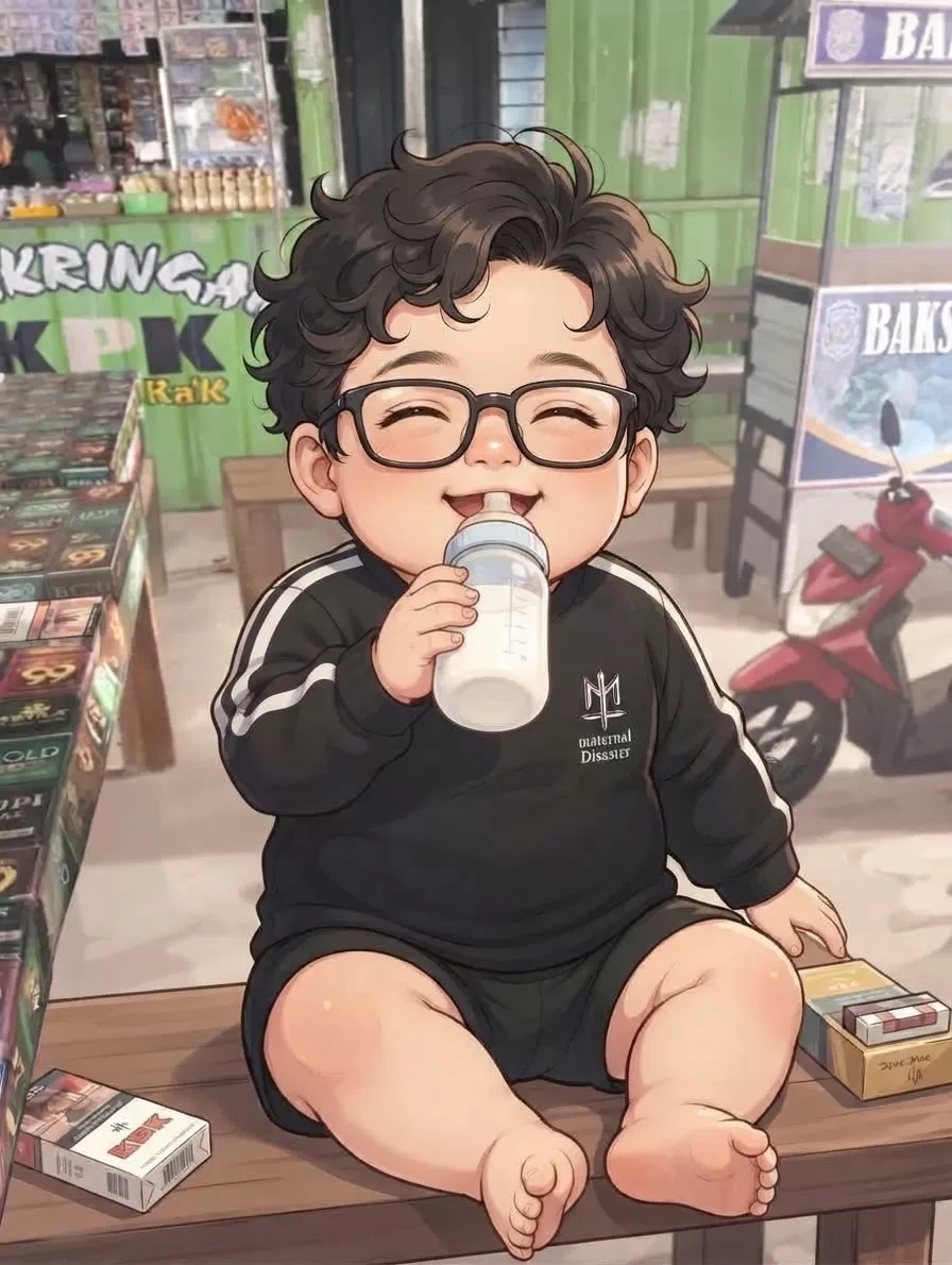 Ilustrasi bayi minum susu