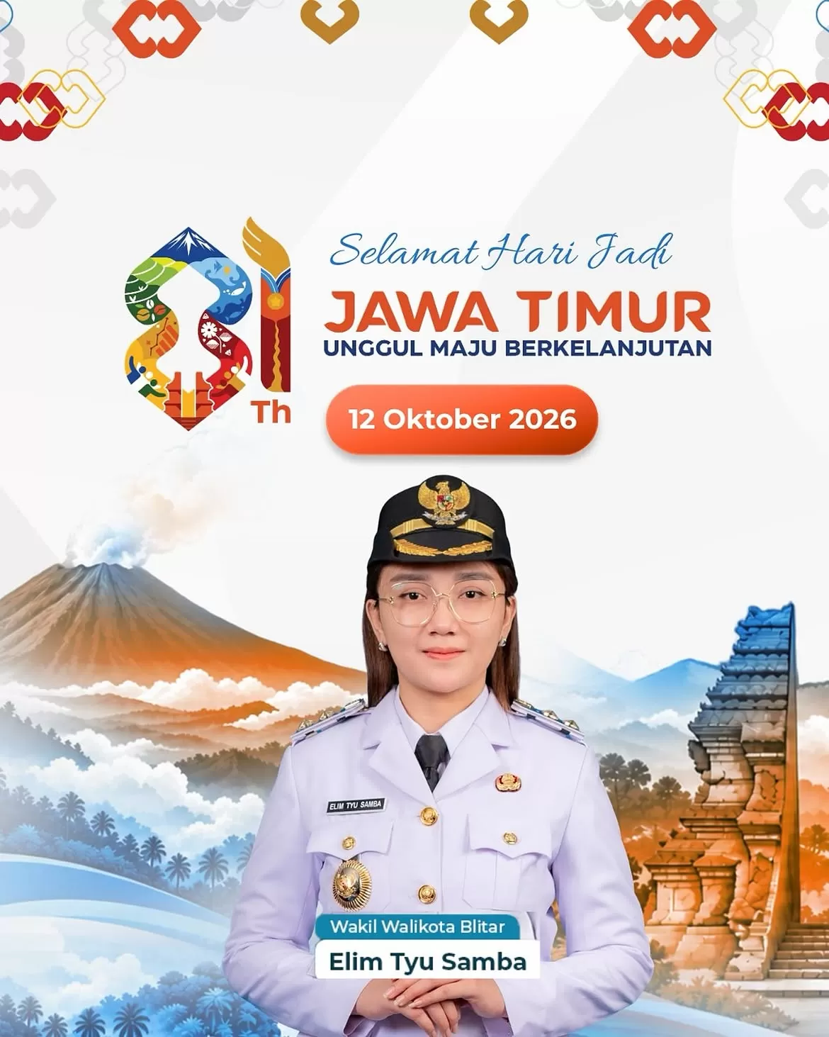Wakil Wali Kota Blitar Elim Tyu Samba menyampaikan ucapan selamat Hari Jadi ke-81 Provinsi Jawa Timur