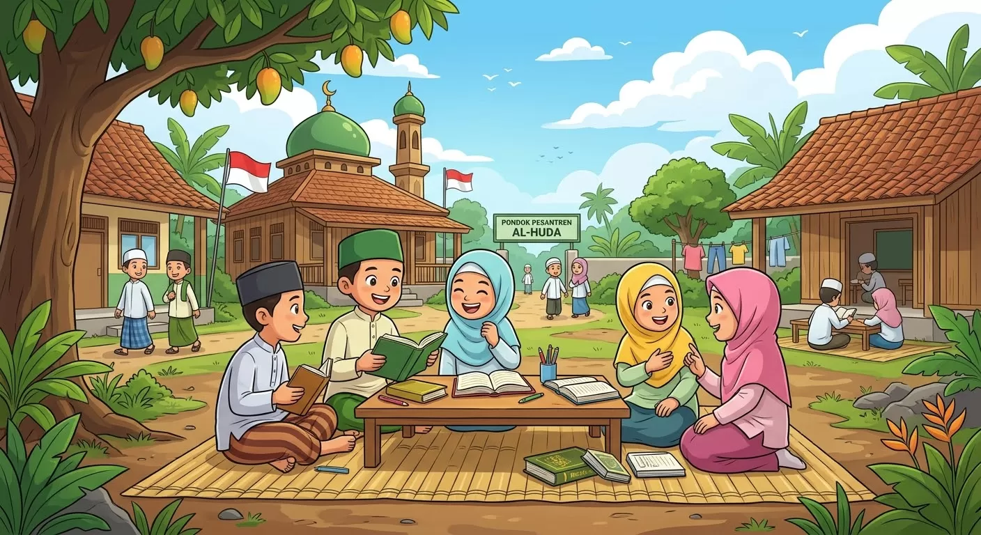 Ilustrasi santri sedang belajar