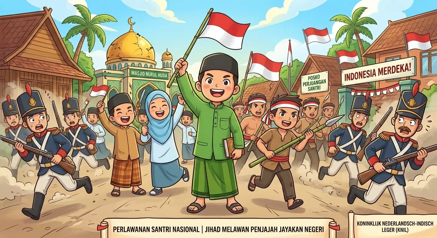 Ilustrasi santri melawan penjajahan