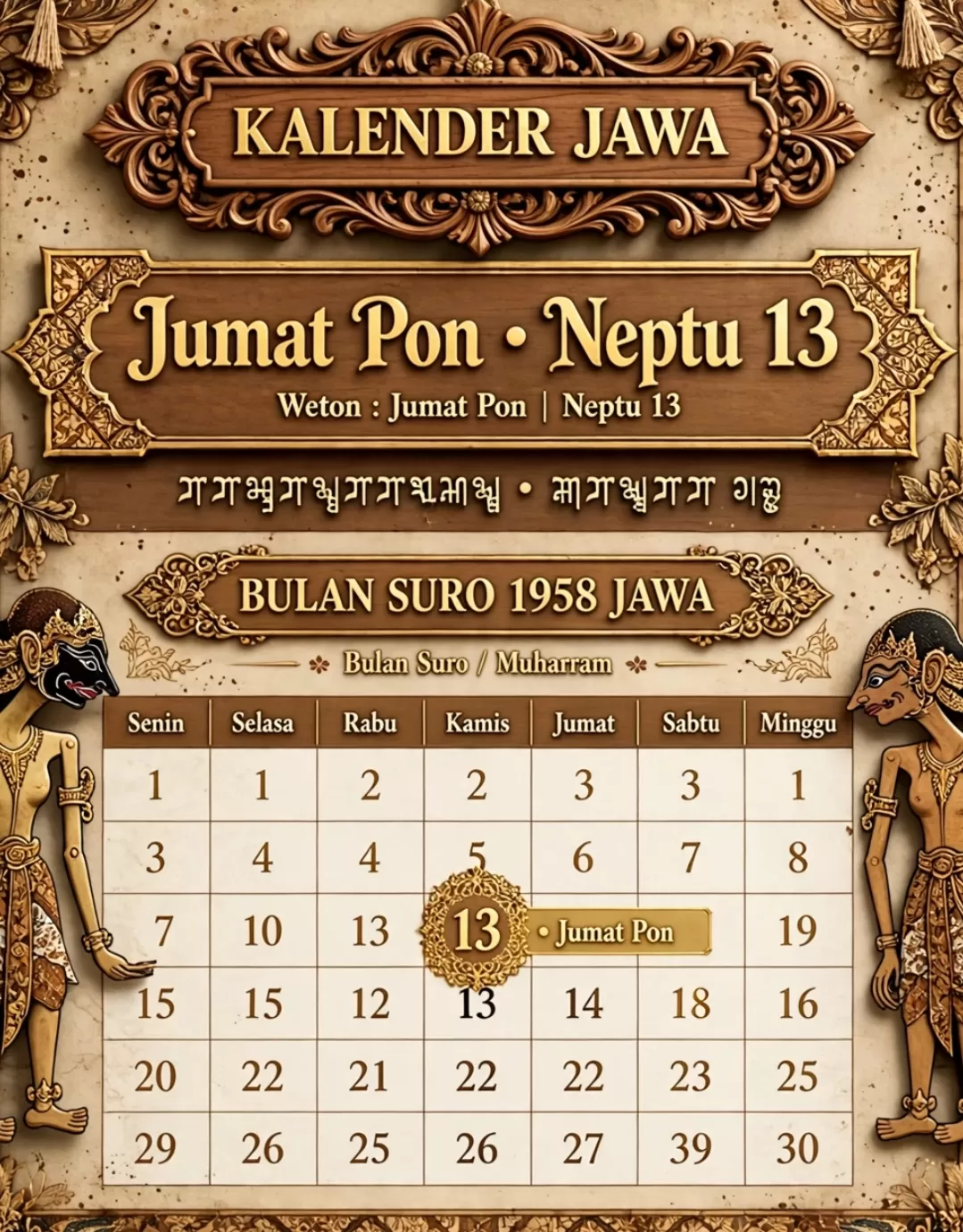 Ilustrasi Jumat Pon Neptu 13