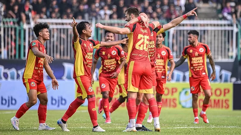 Semen Padang FC saat mengalahkan PSGC Ciamis 2-0 pada pekan ketiga Pegadaian Championship 2026/27 di Stadion Galuh, Ciamis, Sabtu (26/9/2026). (Foto: MO Semen Padang FC)