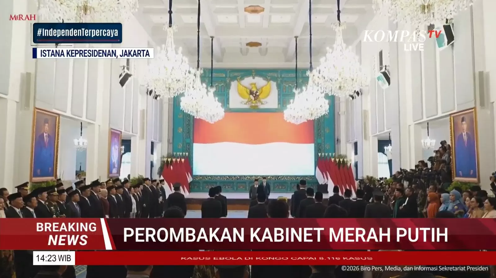 Perombakan kabinet merah putih saksikan di Kompas TV. (Ist) 
