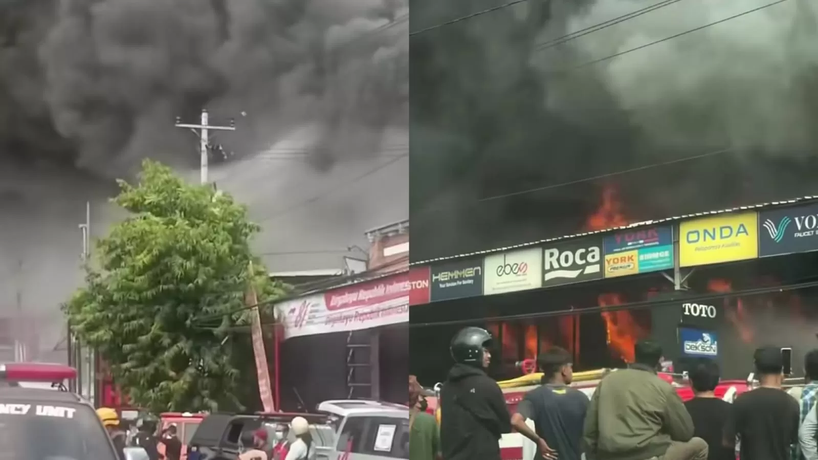 Kebakaran hebat di supermarket bahan bangunan dan elektronik Trans Home, Sleman, Yogyakarta. (Instagram/merapi_uncover)