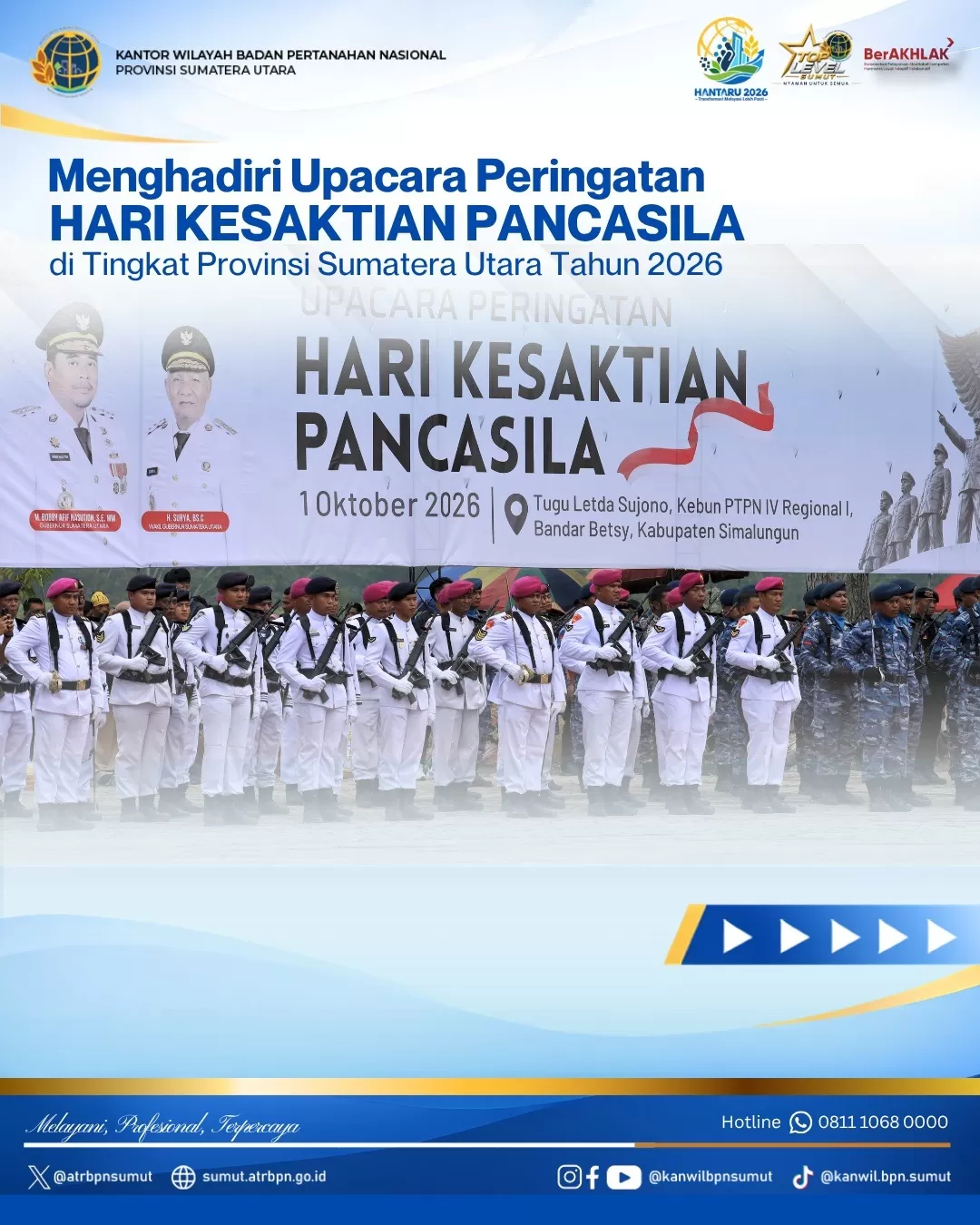 Kanwil BPN Provinsi Sumatera Utara Menghadiri Upacara Peringatan Hari Kesaktian Pancasila.(foto/Ist) 